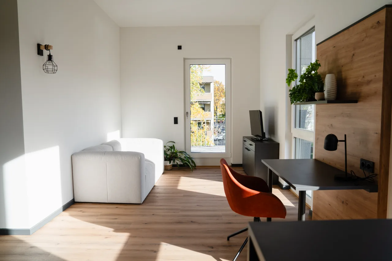 Wohnbereich eines Apartments der Eighty-Eight Apartments Nürnberg